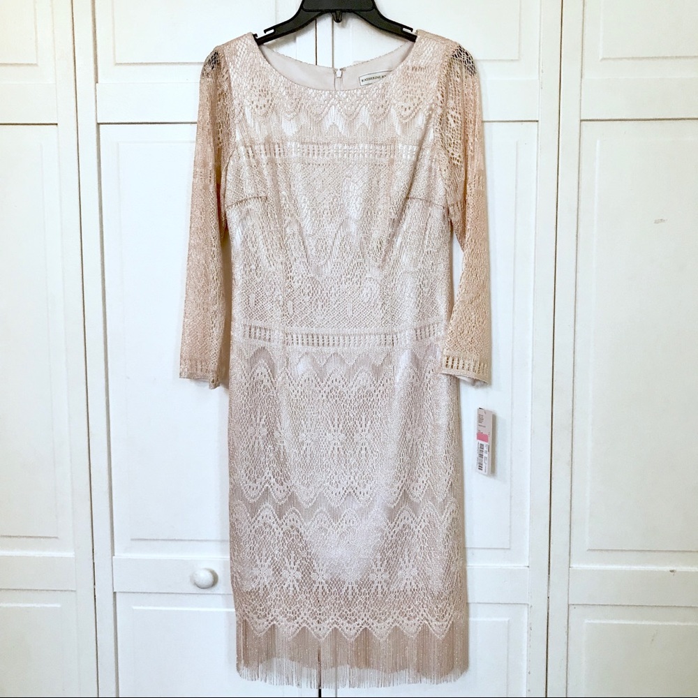 [Katherine Kelly] Estelle Fringe Dress White Gold